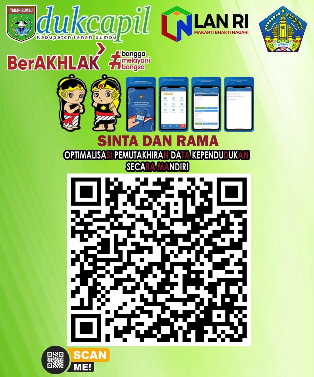 Launching Sinta dan Rama Disdukcapil Tanbu Optimalisasi Pemuktahiran Data Kependudukan