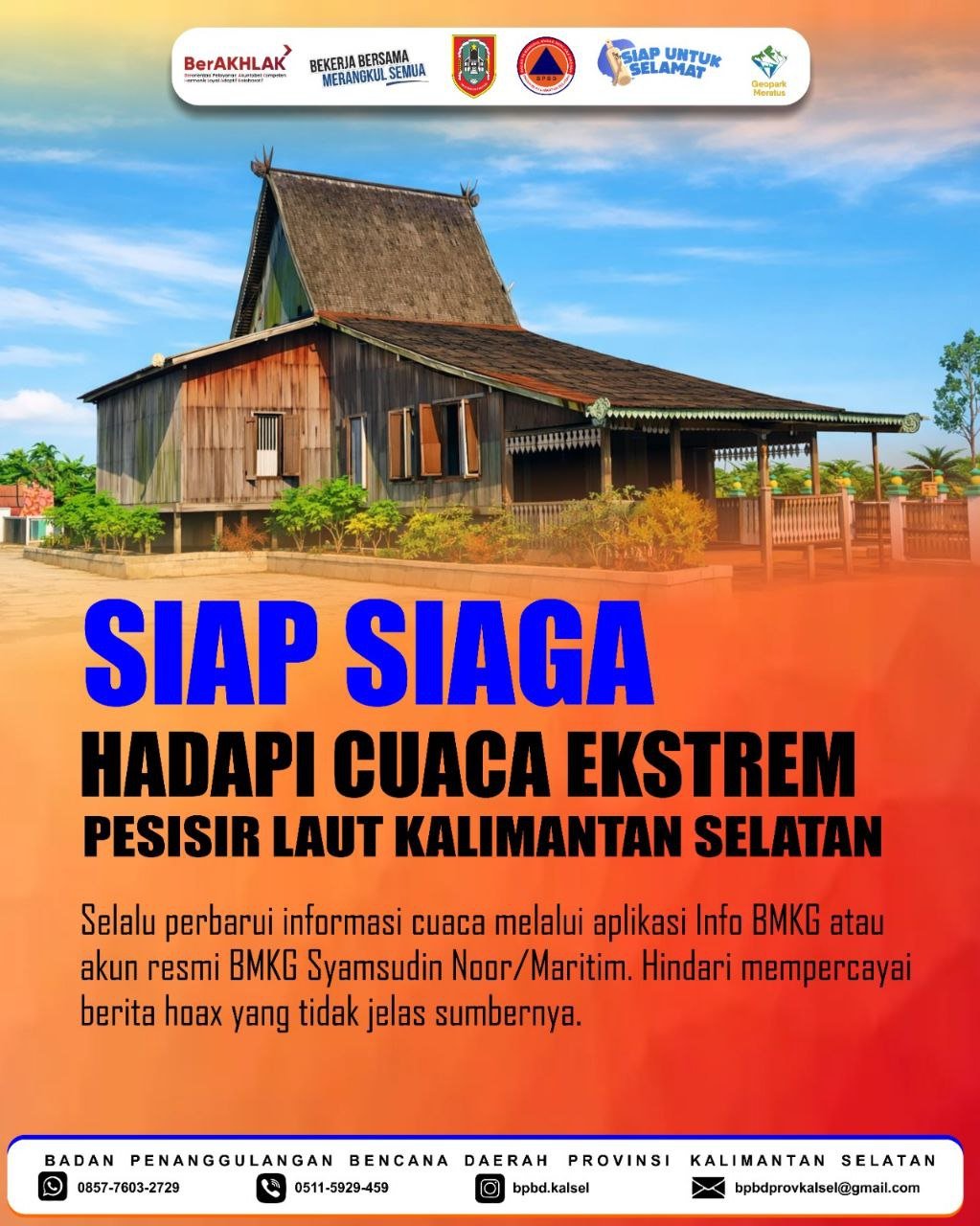BPBD Kalsel Imbau Warga Pesisir Siaga Hadapi Cuaca Ekstrem