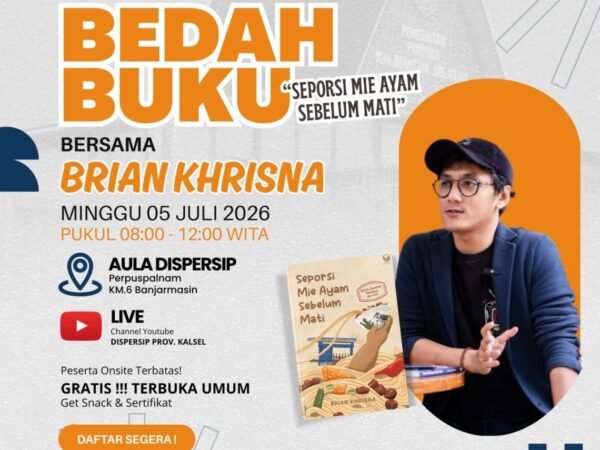 Perkuat Budaya Literasi, Dispersip Kalsel Gelar Bedah Buku Bersama Brian Khrisna