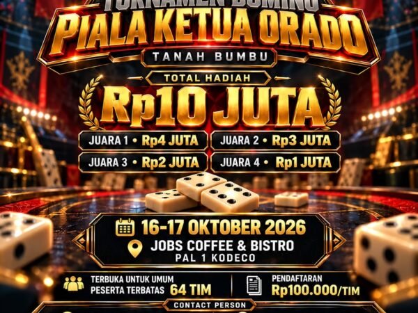 Buruan Daftar! Turnamen Domino Piala Ketua ORADO Tanah Bumbu Siapkan Total Hadiah Rp10 Juta